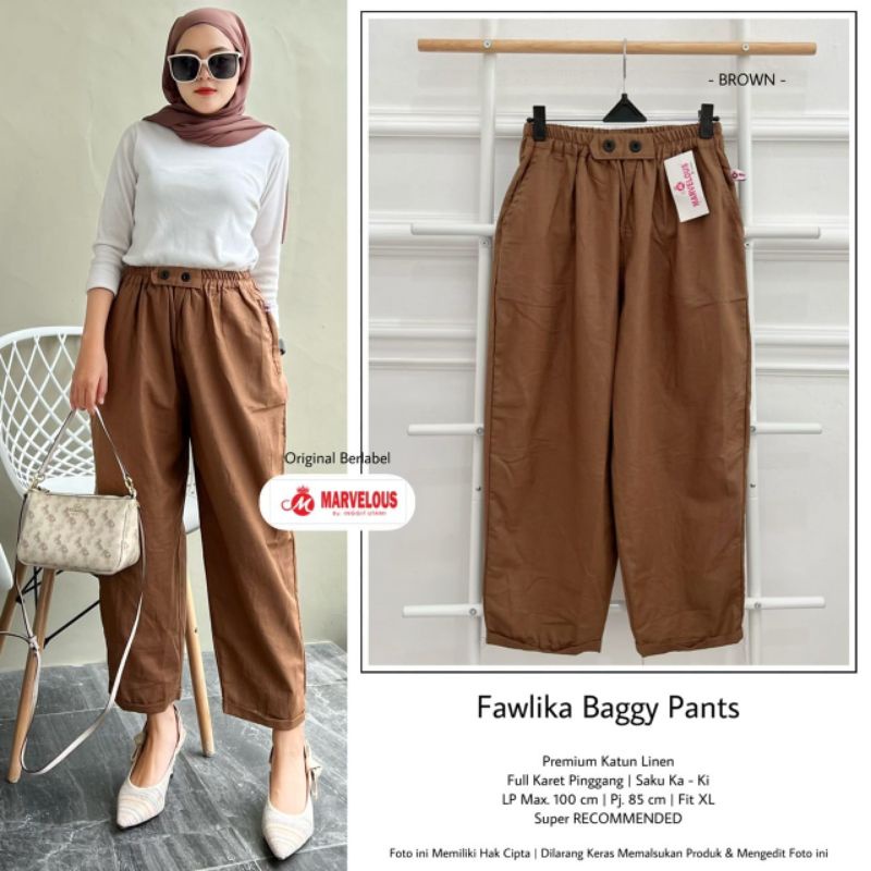 FAWLIKA BAGGY PANTS BY MARVELOUS // CELANA BAGGY WANITA // Baggy linen