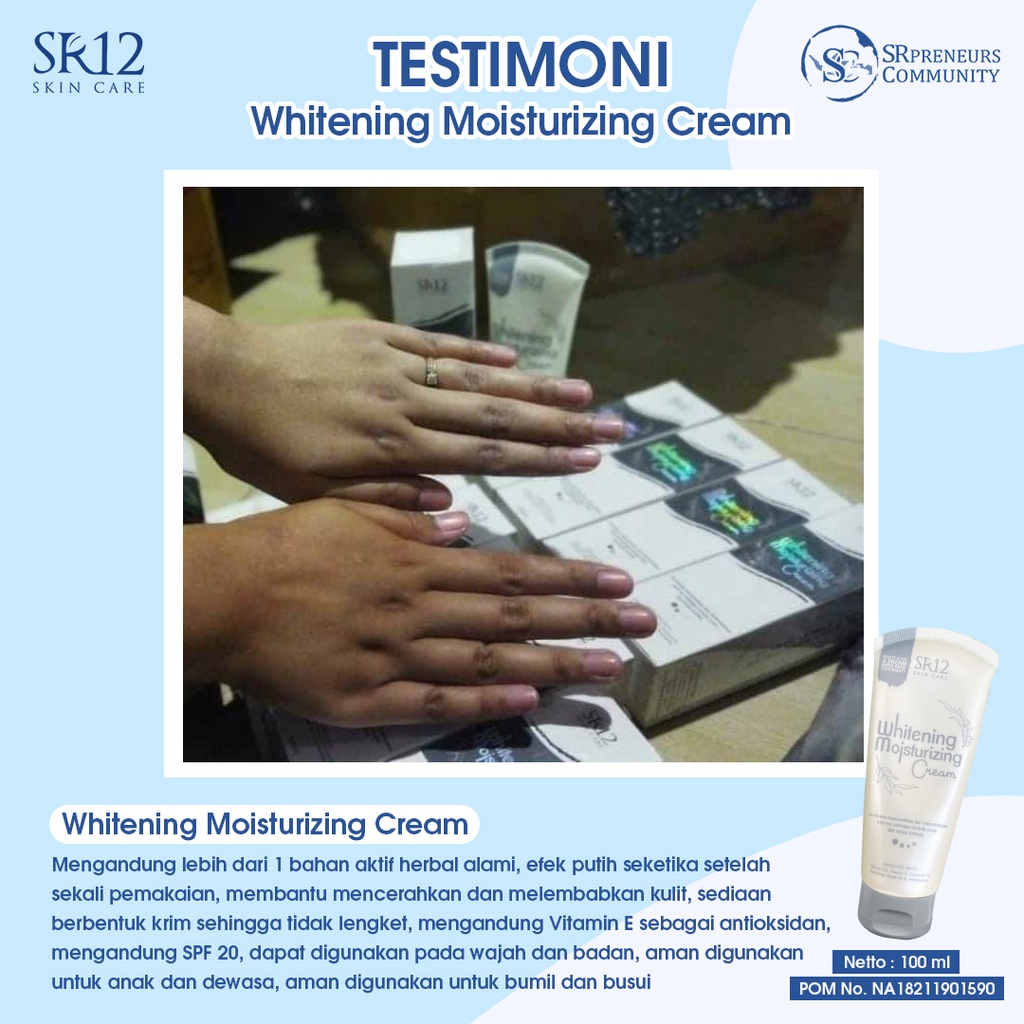 WHITENING MOISTURIZING CREAM SR12 | INSTANT WHITENING BODY LOTION | PELEMBAB &amp; PENCERAH KULIT WITH SPF 20 BPOM