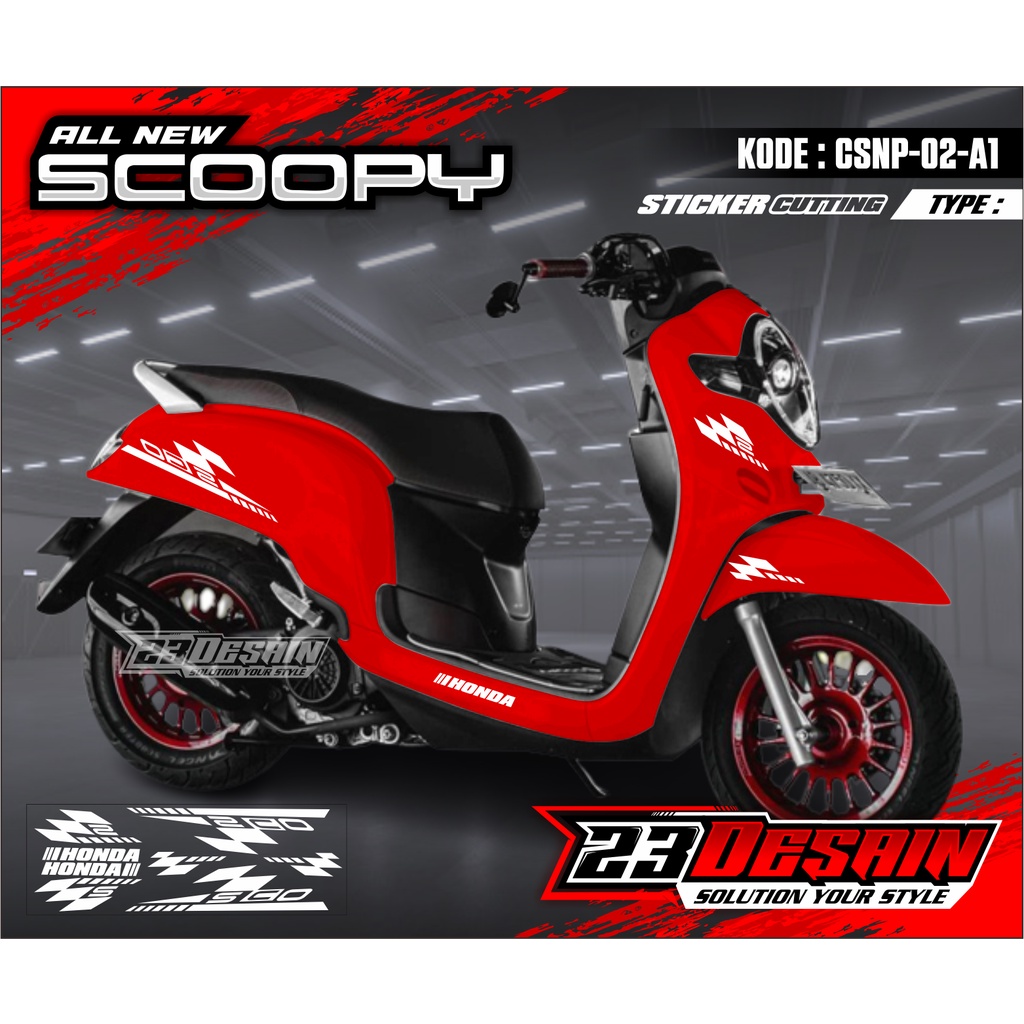 (COD) Cutting Sticker SKUTER SCOOPY Satu Set - Aksesoris Stiker Striping Motor Honda Scoopy 2010-202