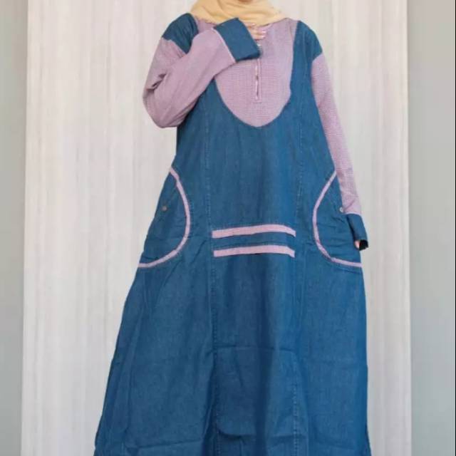 Gamis Jeans LD 130 Resleting Depan