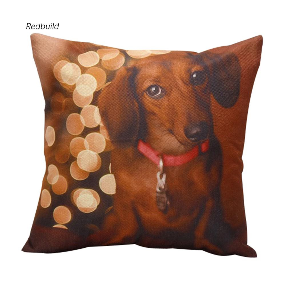 Sarung Bantal Sofa Desain Anjing Dachshund Bahan Linen Shopee