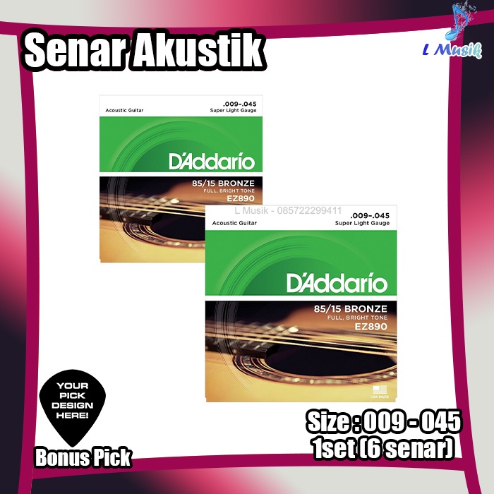 SENAR GITAR D ADDARIO AKUSTIK EZ890 85/15 BRONZE -  ORIGINAL ACOUSTIC GUITAR STRINGS