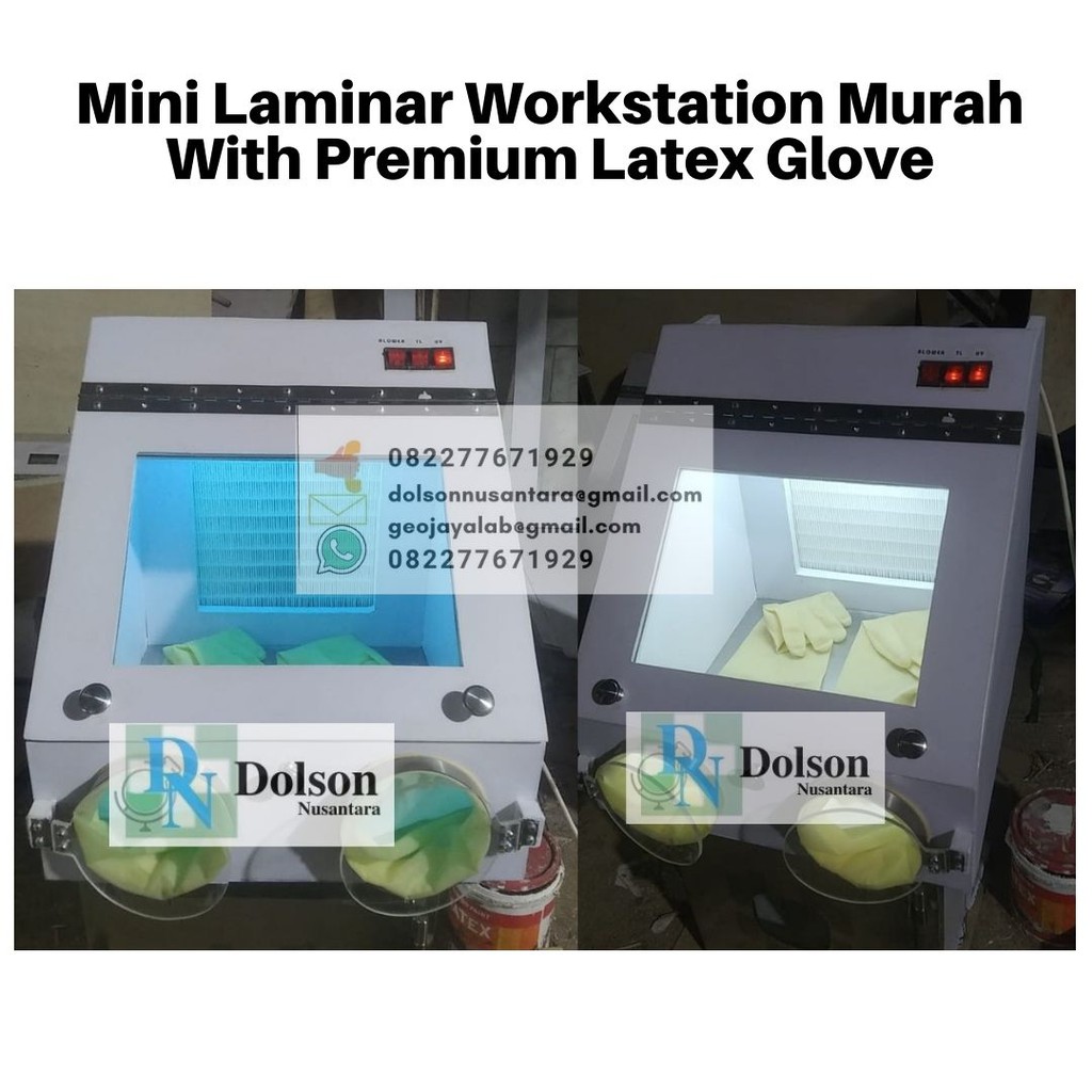 Mini Laminar Handschoon Plus Latex Laboratorium Clean Room Workstation Geojaya Murah Banget PCR Hood