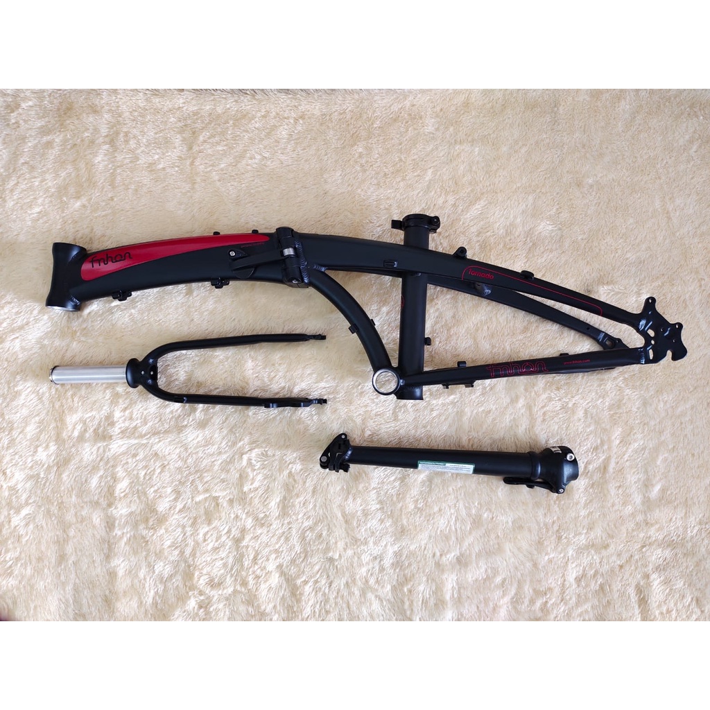 Frameset Sepeda Lipat Fnhon Tornado Hitam Doff Merah 20 22 inch