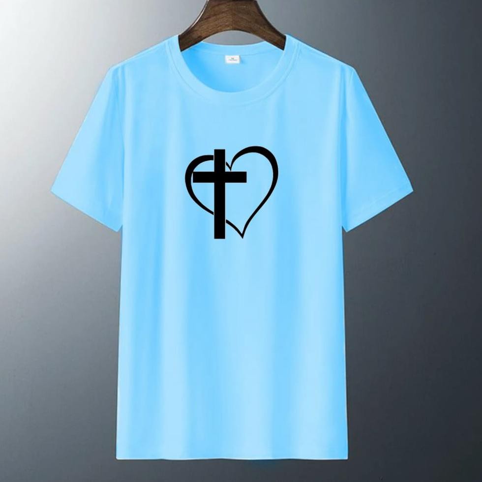 Terkini KAOS ROHANI SALIB HATI / BAJU ROHANI KRISTEN / BAJU SALIB / KAOS WANITA / KAOS DISTRO ROHANI