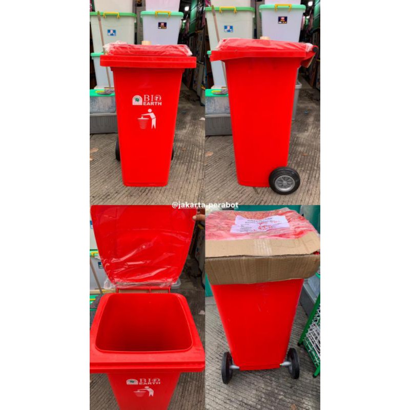 Green Leaf Tempat Sampah Roda 120 Liter / Tempat Sampah Bio Earth / Tempat Sampah Dorong