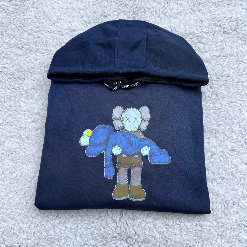 SWEATER HOODIE UNIQLO ONLY BLACK X KAWS INDONESIA FULLTAG &amp; LEBEL | HOODIE PREMIUM | HOODIE UNIQLO KAWS 100%HIGH QUALITY