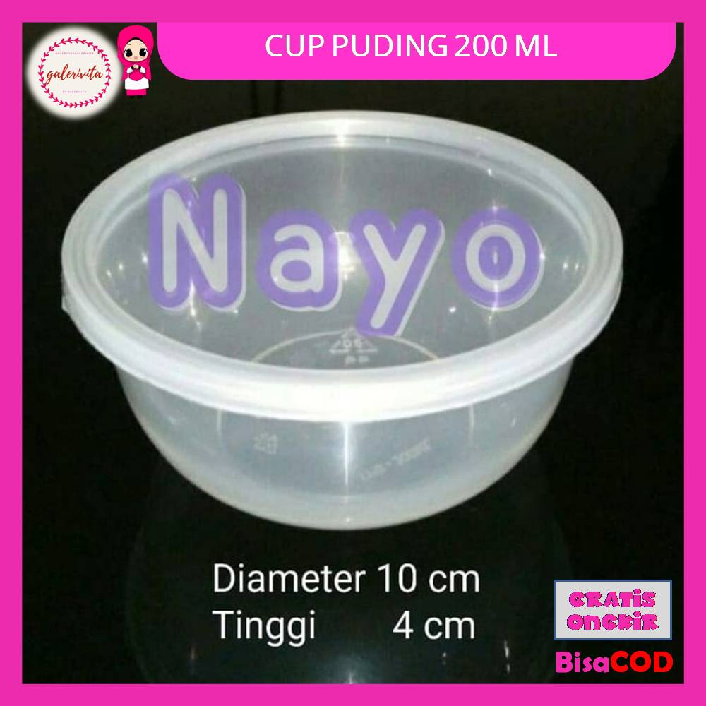 Mangkok Bulat Cup Puding 200 Ml + Tutup / Cup Plastik Thinwall Bowl 200 Ml