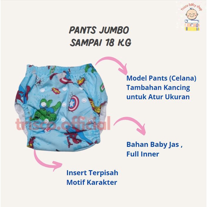 Popok Kain Clodi Snap Velcro dan Pants Jumbo sampai 18 Kg Anti Bocor