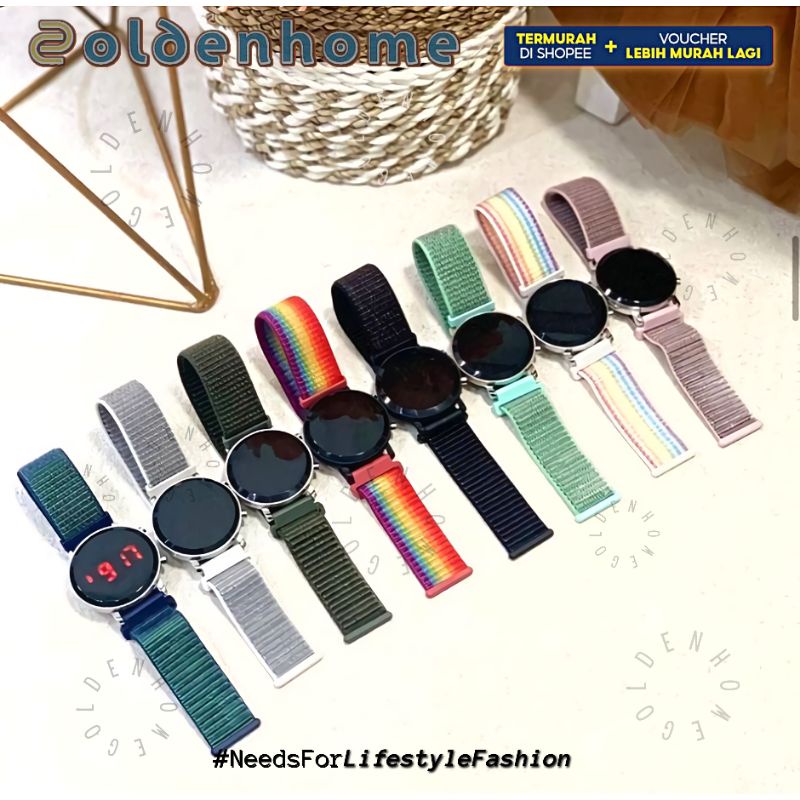 [PROMO] Jam Tangan LED KANVAS WANITA BULAT Unisex JAM TANGAN LED PRIA WANITA Watch LED KANVAS BULAT 