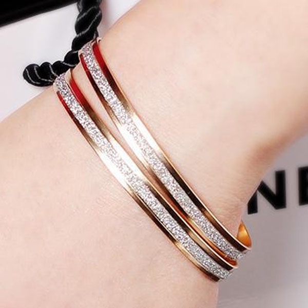 Gelang Fashion Titanium Kristal / Gelang Bangle Gelang Tangan Korean Import / Aksesoris Gelang Wanita / TV-14