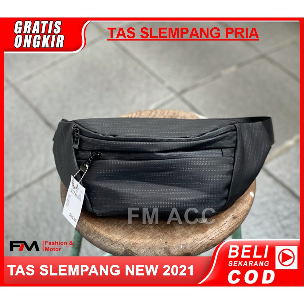 Tas Selempang Pria Tas Waistbag Tas Slempang Remaja Motif Keren &amp; Terbaru Warna Hitam