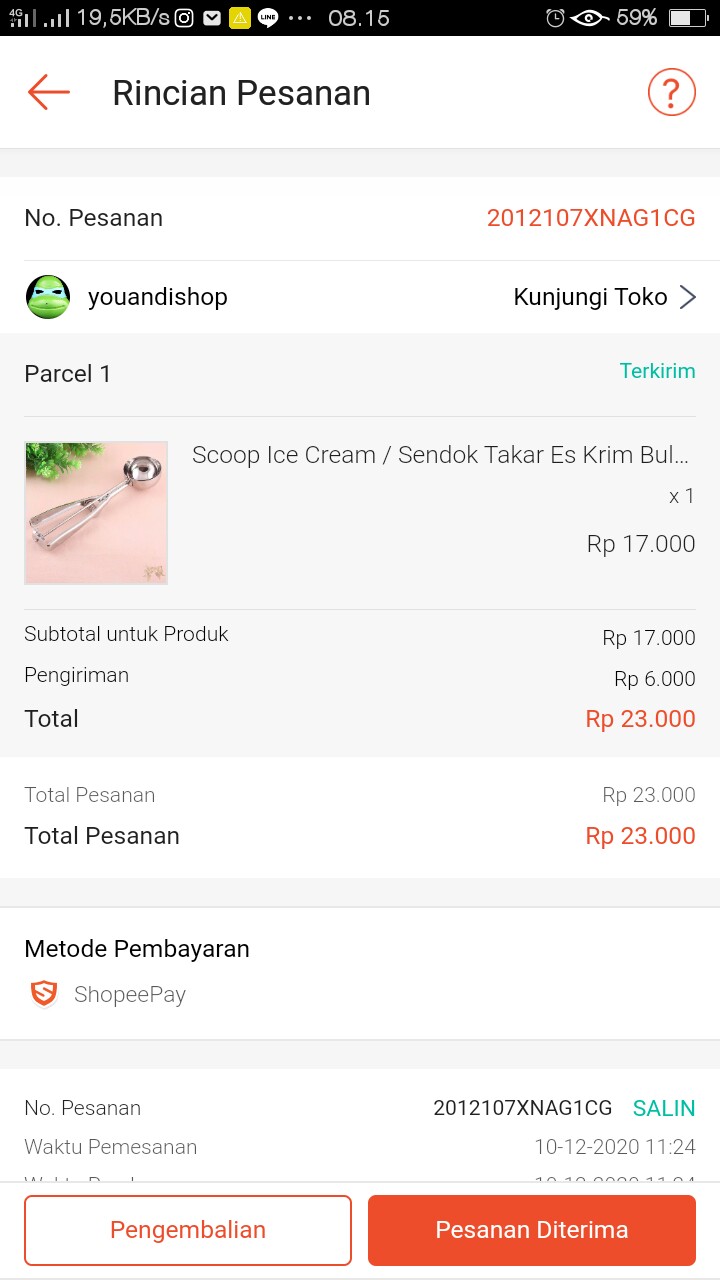 Scoop Ice Cream / Sendok Takar Es Krim Bulat Stainless