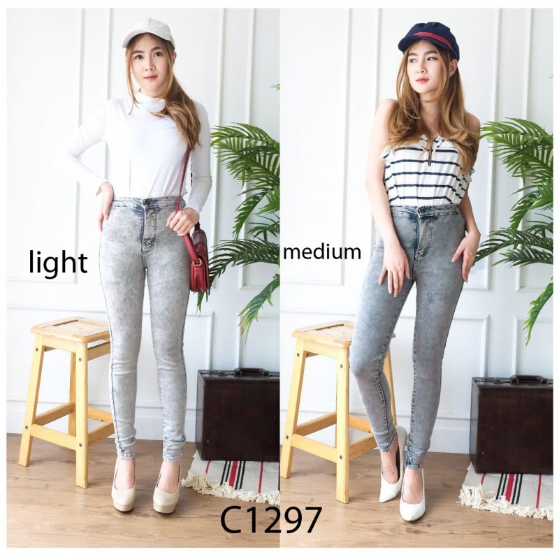 C1297 Celana Jeans Wanita Bahan Jeans Strech Asli