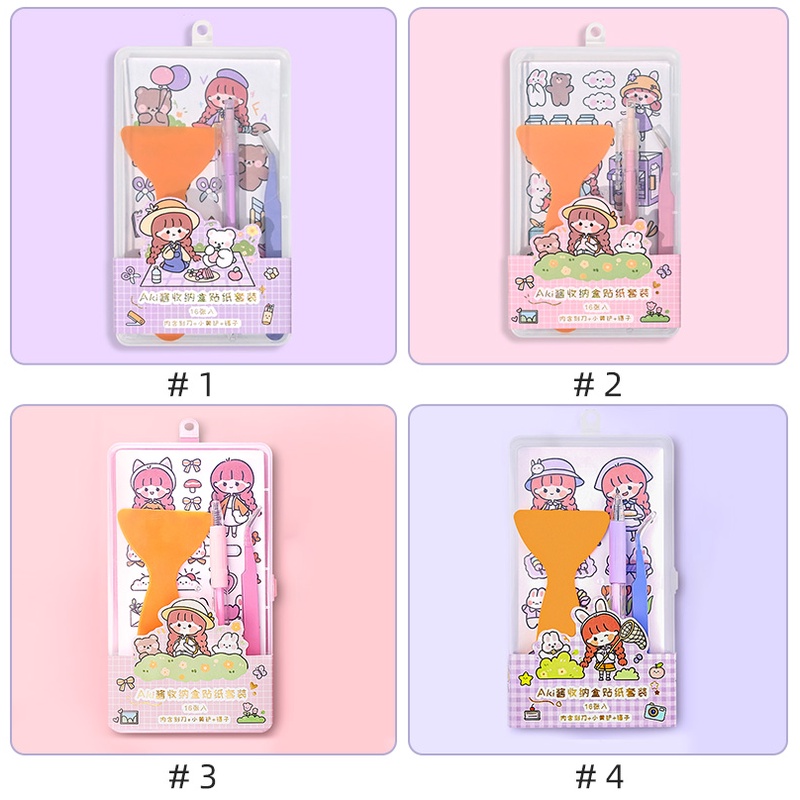 16 Lembar / Set Stiker Kartun Lucu Multifungsi DIY