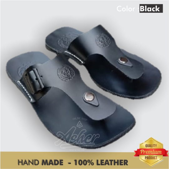 Sandal Jepit Kulit Asli Model T-Bar Strap Premium