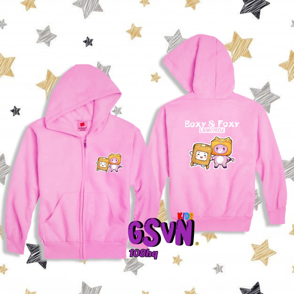 Jaket Anak - Hoodie Zipper Sweater Lankybox Boxy & Foxy Youtubers Terbaru Kaos Baju Tshirt Kids Jack