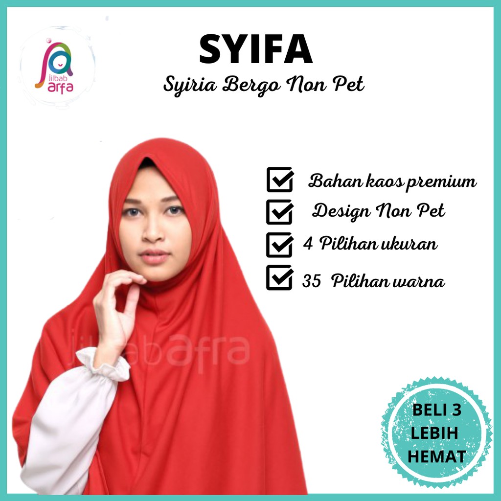 Jilbab Arfa Syiria - Syifa tanpa pet  size XL- hijab instan bergo kaos - khimar syari