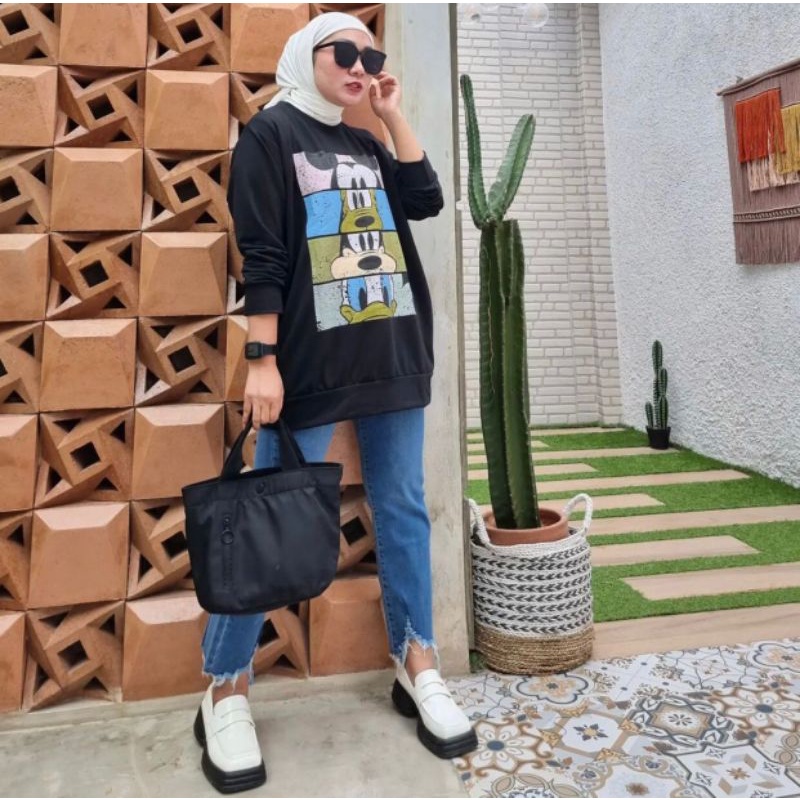 ATASAN KAOS WANITA IMPORT PREMIUM MOTIF PRINTING MICKEY MOUSE DLL ORI SUJU UK JUMBO