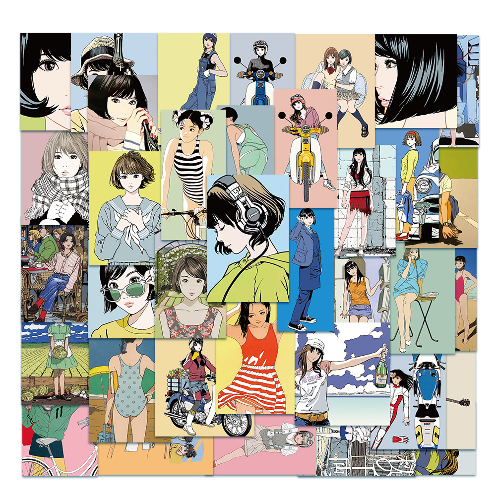 50 Pcs/pack Japanese Manga Girl Pattern Scrapbooking Stickers Student Book Label Decorative