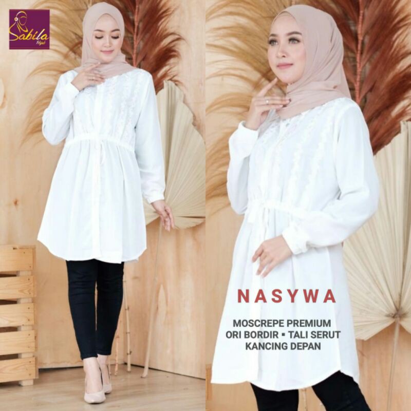 Atasan Wanita Nasywa Tunik Tali Serut Pinggang