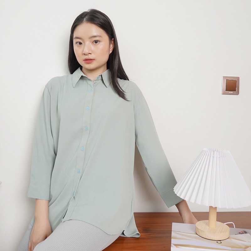 Bianca Top B2316 - SONIA / Kemeja Wanita Chiffon Premium Korea / Kemeja Wanita Sifon Lengan Panjang / Kemeja Wanita Premium / Basic sifon kemeja wanita BEST SELLER-1