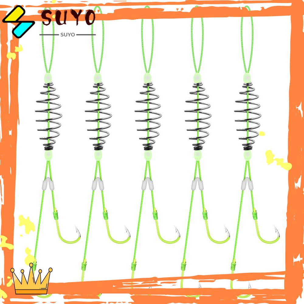 Suyo 5pcs Kail Pancing Kepala Besar Bahan Carbon Steel Warna Silver Dengan Senar PE