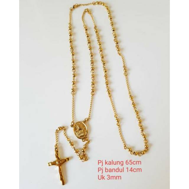 RE STOK Kalung rosario fashion titanium import antikarat Gold