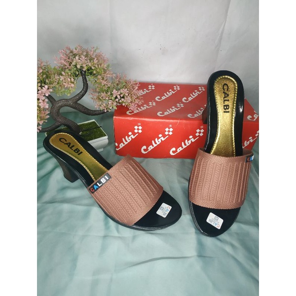 SANDAL CALBI / SANDAL HIGH HEELS / SANDAL RAJUT IMPORT / SANDAL WANITA / SANDAL PESTA HAK 7 CMf