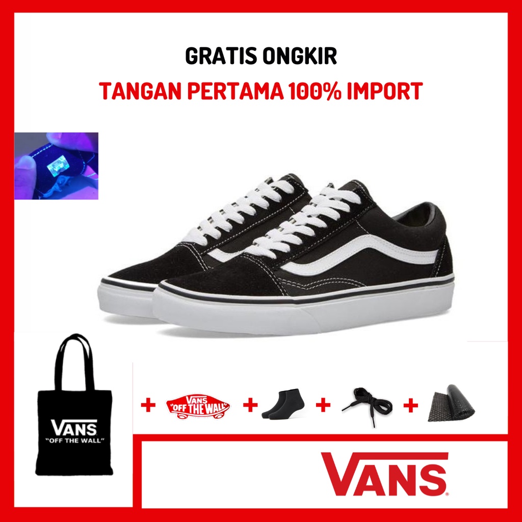 Sepatu Old Skool Classic Black White | Sneakers Oldskool Hitam Putih