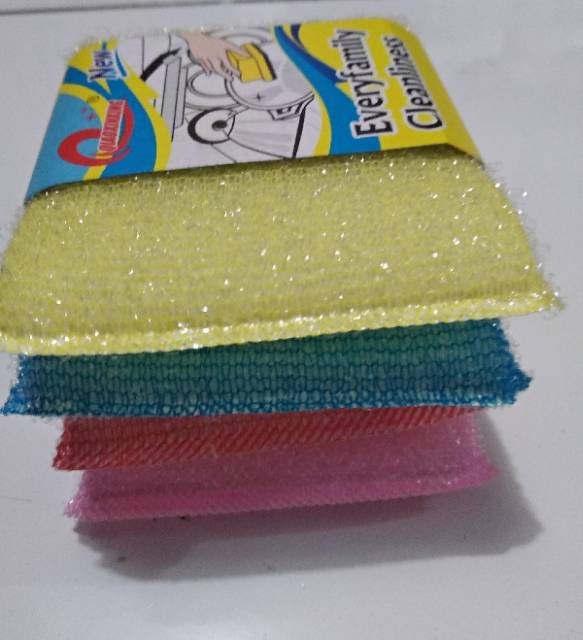 EM  Spon Busa Cuci piring panci Serbaguna set 4pcs Colorful