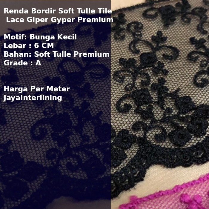 Renda Bordir Soft Tulle Tile  Lace Giper Gyper Premium SF