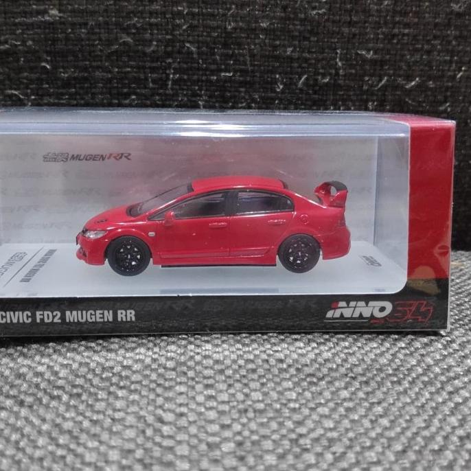 Diecast skala 1 64 Inno Honda Civic FD Mugen RR Merah