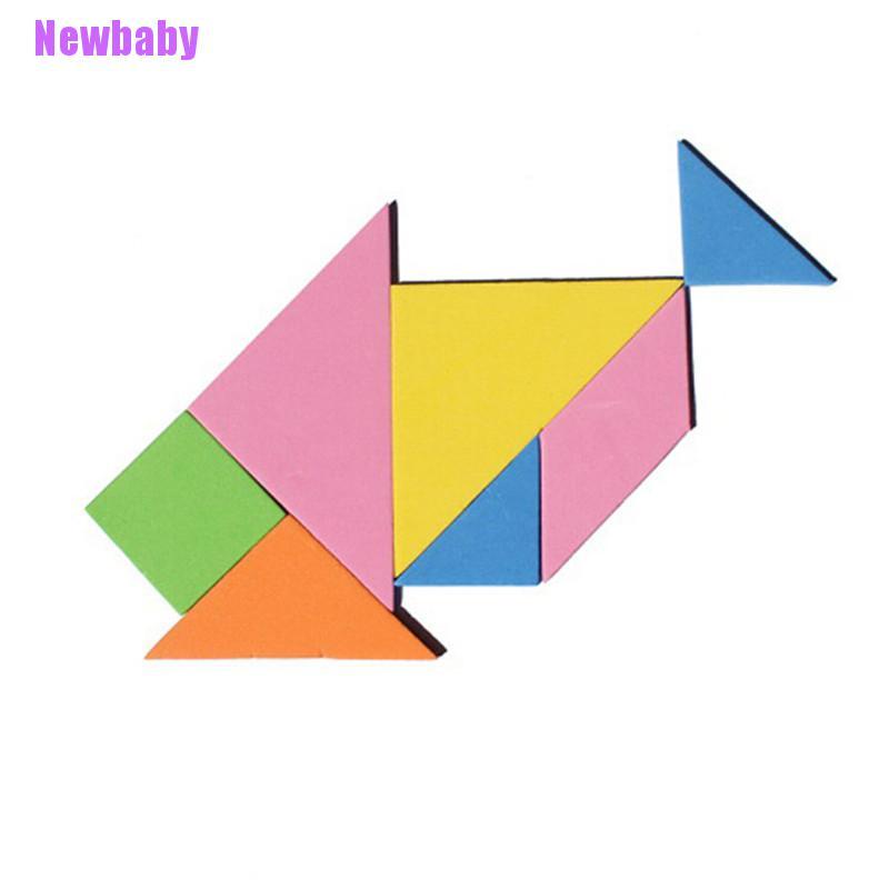 (Newbaby) 7pcs / Set Mainan Edukasi Puzzle Tangram Bahan Busa EVA Warna Pelangi Untuk Anak DIY