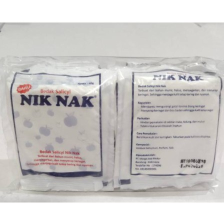 Bedak Salicyl Nik Nak Sachet Isi 12 Gatal Biang Keringat