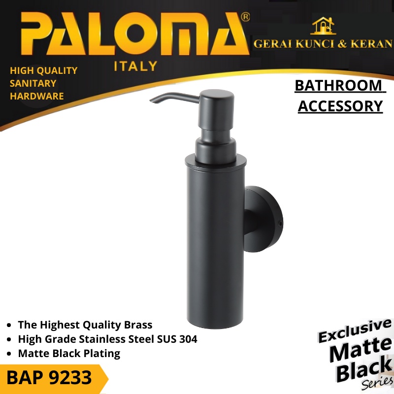 PALOMA BAP 9233 Dispenser Sabun Shampoo Cair Tempat Botol Pump Dinding Hitam Black