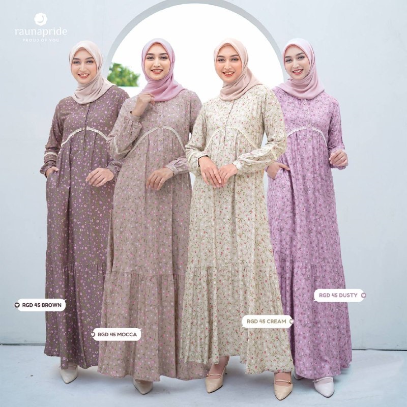 Baju  Gamis Wanita Muslimah Katun Rayon / Rauna GD-45 / Fashion Muslim