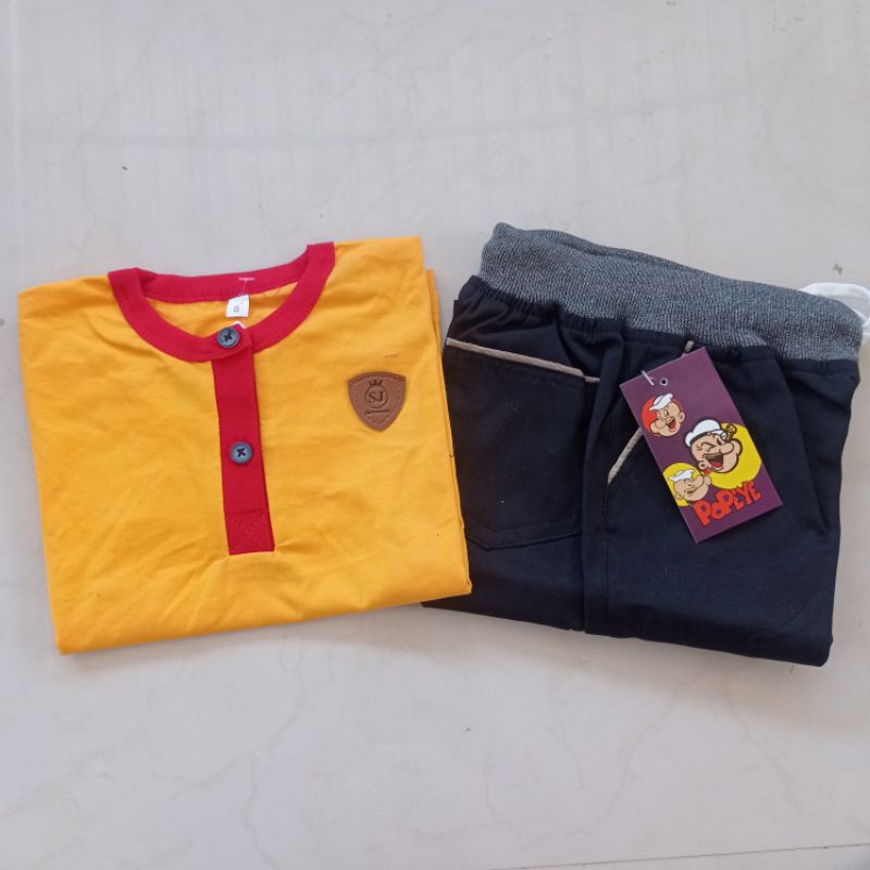 Setelan Anak Laki Laki Size S (3-4tahun) baju anak polo dan celana pendek chinos