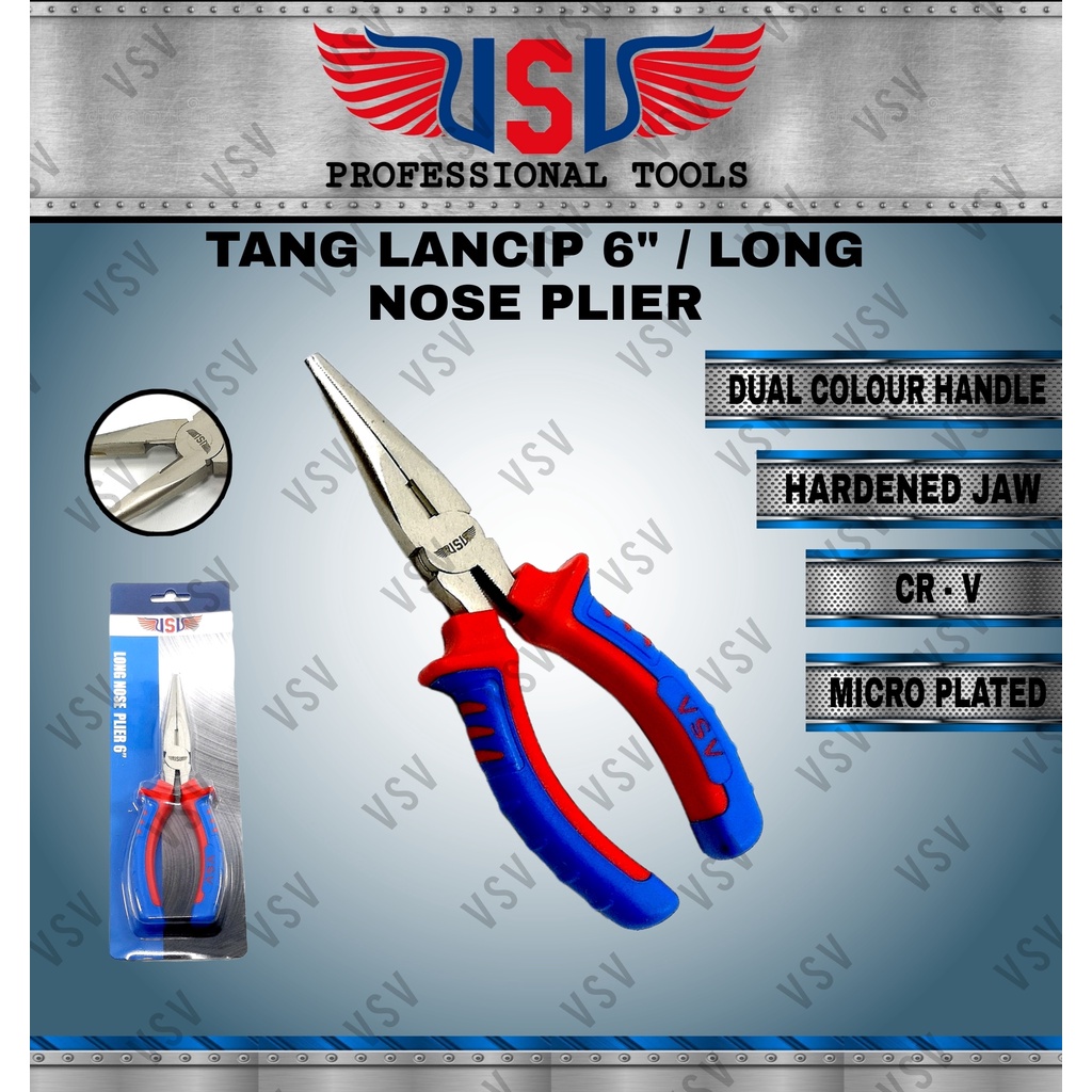 VSV Tang Lancip 6&quot; Long Nose Plier 6&quot; Lebih tahan karat