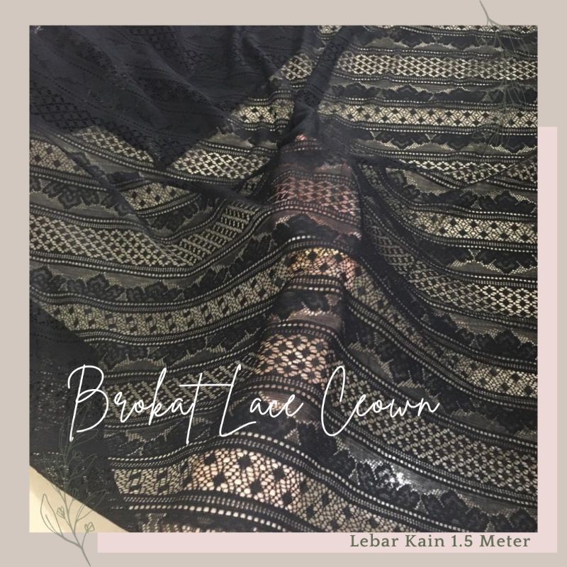 Dasar Kain Brokat Lace Crown Renda Warna Hitam