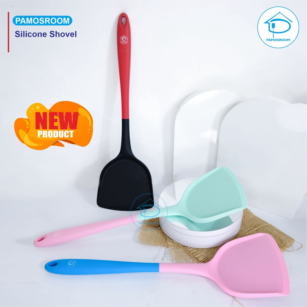 Clearance Sale Pamosroom Spatula Shovel Gagang Warna Warni Silicone Spatula Silikon Tahan Panas Sodet Alat Masak Spatula BPA FREE