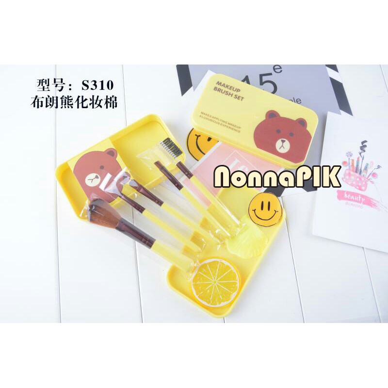 [NONNAPIK] KUAS LINE KOTAK 5 PCS / BROWN BRUSH SET 5 IN 1