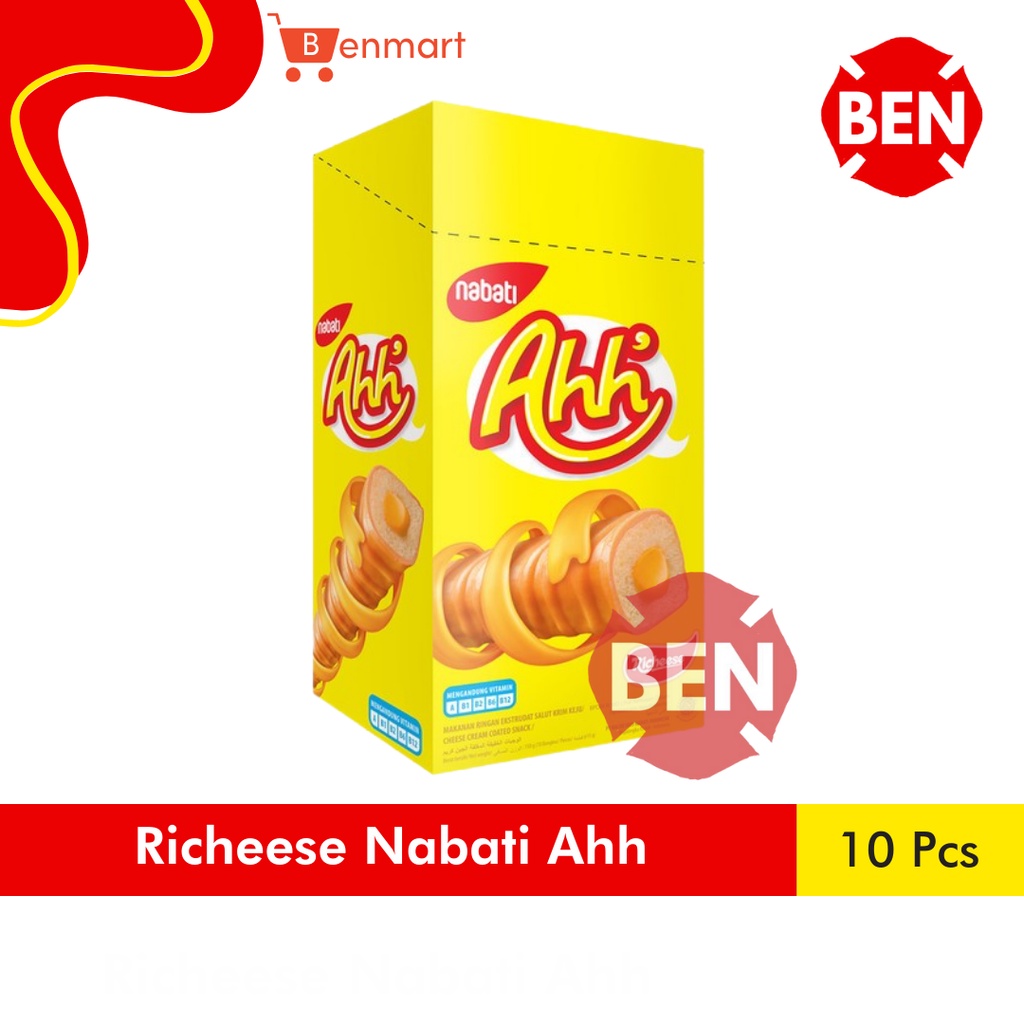 

Richeese Nabati Ahh 1 Pak Box 10 Pcs 14g 14gr 14 g gr Cheese Keju 1000