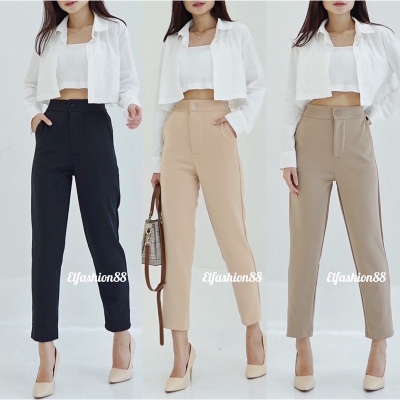 Yoona Pants | Celana Kasual Wanita | Celana Kerja | Celana Pensil Scuba | Celana Scuba Panjang