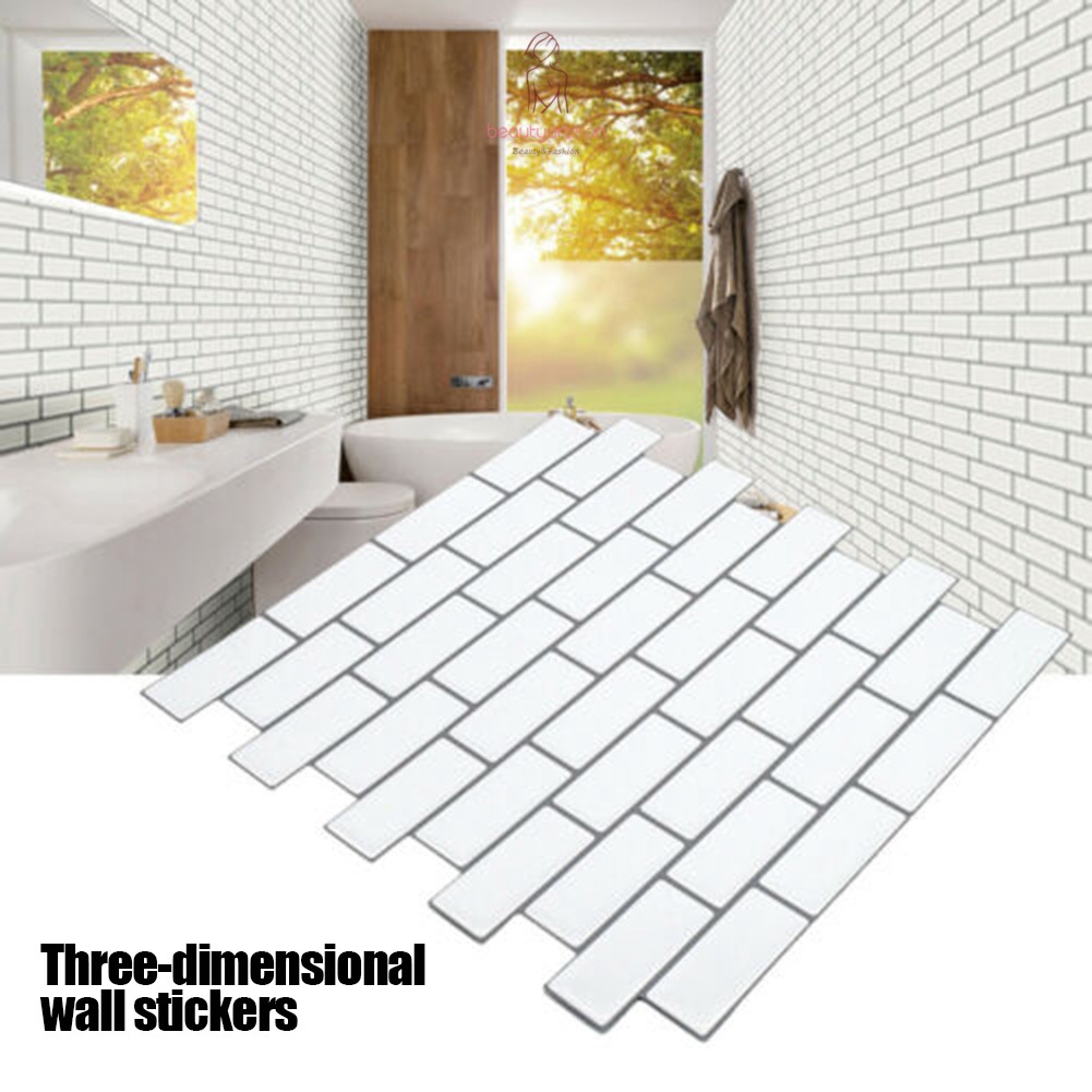 3d Self Adhesive Sticker Kitchen Wall Tiles Peel Stick Decoration For Bathroom Home Shopee Indonesia