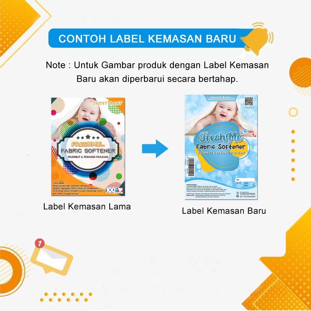 Pewangi Softener Laundry Freshme 1 Liter Pelembut dan Pewangi Antibacterial - IZIN KEMENKES