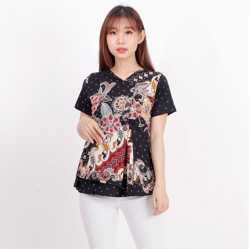 ATASAN BATIK WANITA A034-183 LENGAN PENDEK - BAHAN STRETCH