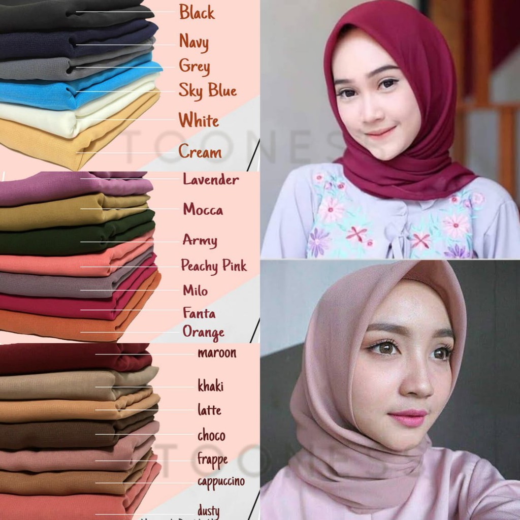 Hijab Segiempat Polos BELLA SQUARE Kerudung Polycotton Jilbab Bela