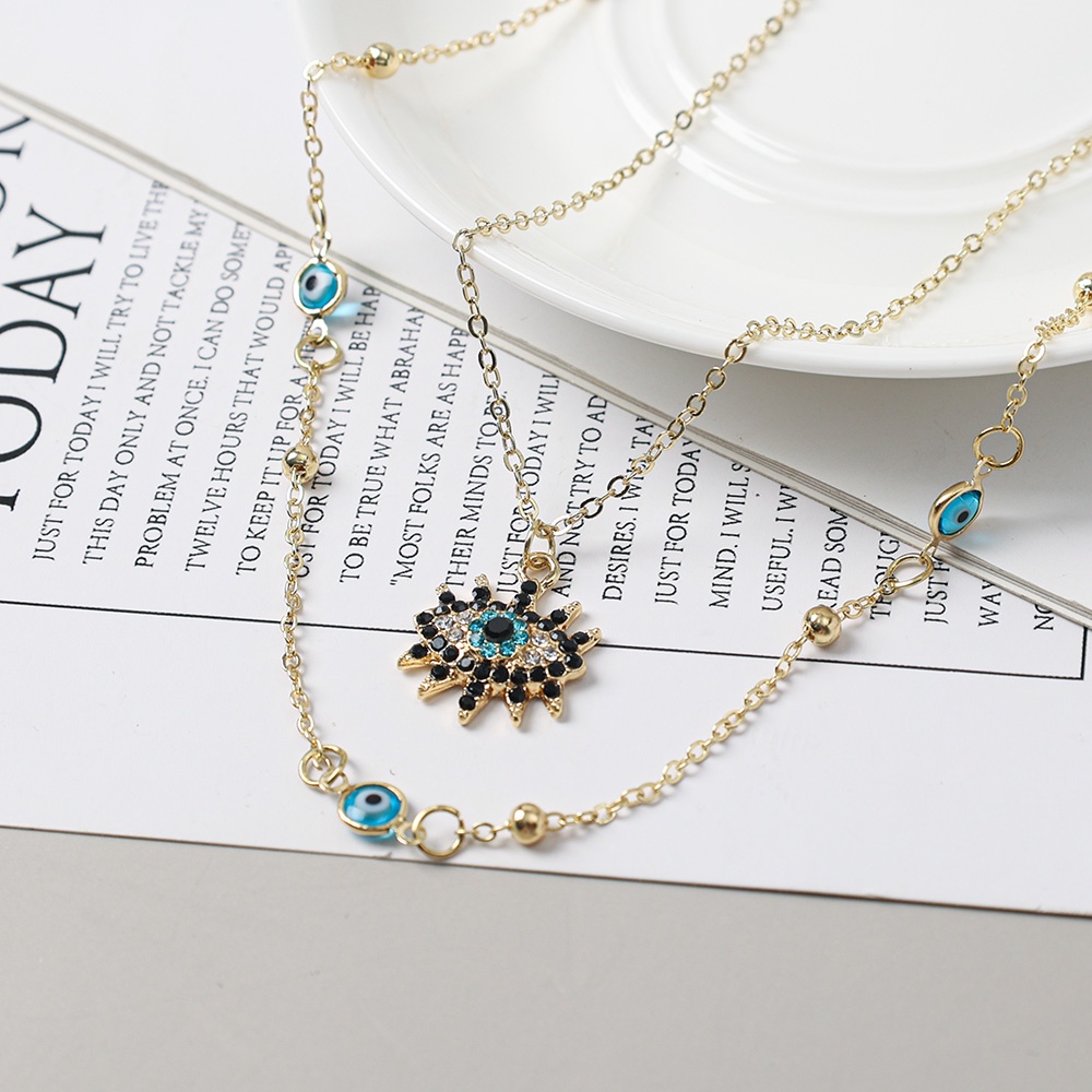 Vintage Fashion Multilayer Evil Eye Necklace Pendant Clavicle Chain Long Necklace