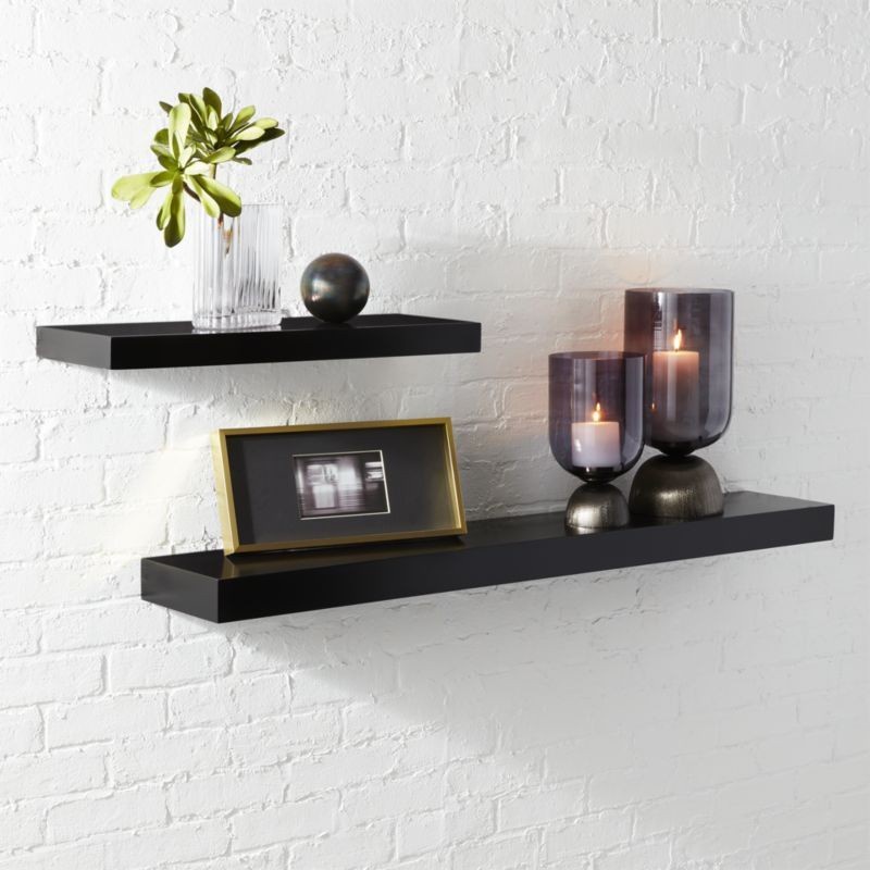 Floating Shelf 30 [Black] / Rak Dinding Gantung Melayang Minimalis / Rak Susun Gantung Buku Melayang